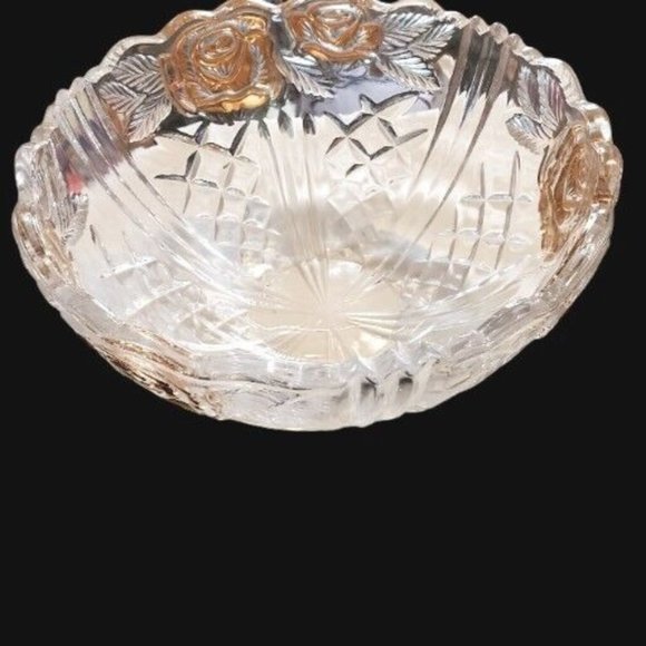 Anna Hutte Dining Vintage Anna Hutte Crystal Gold Rose Bowl Dish